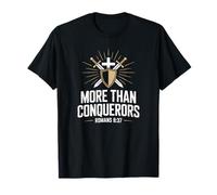More Than Conquerors Romans 8 Versetto della Bibbia Cristiana in Grassetto Maglietta