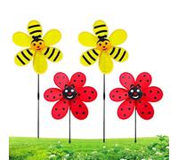 Moreeulsi Girandola da giardino - Girandola per prato - colorato decorativo coccinella e ape mulino a vento per esterni giardino prato patio