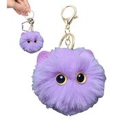 Moreeulsi Portachiavi decorativo con ciondolo a forma di gatto, in peluche, adorabile gadget da collezione per mamma, moglie, fidanzata, amanti degli animali, Viola, Refer to description