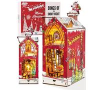 Morefün Book Nook Kit,DIY Booknook Con mobili e luce LED RGB,3D Puzzle Casa Legno Diorama Miniature da Costruire Bookshelf Miniature Modello di Casa（Canzoni della notte nevosa)