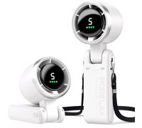 Morelax Ventilatore Portatile a Mano, Raffreddamento Turbo 10m/s, 5 Velocità con Display a LED, 4000 mAh, Ventilatore Pieghevoleda Scrivania/Collo/Tasca per Viaggi, Trucco, All'aperto, Bianco