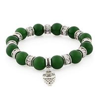 Morella Bracciale Donna con Perle e Ciondolo Gufo e zirconi Elastico Verde