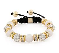Morella Bracciale Donna con Perle e zirconi Strass Regolabile Oro -Bianco