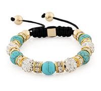Morella Bracciale Donna con Perle e zirconi Strass Regolabile Oro - Turchese