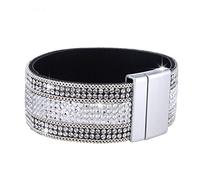 Morella Bracciale Donna con zirconi e Strass e con Chiusura Magnetica Bianco