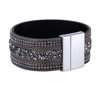 Morella Bracciale Donna con zirconi e Strass e con Chiusura Magnetica Grigio