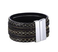 Morella Bracciale Donna Decorato con zirconi e con Chiusura Magnetica Nero