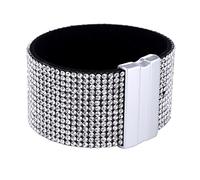 Morella Bracciale Donna Largo Decorato con zirconi e Strass e con Chiusura Magnetica Bianco