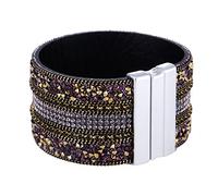 Morella Bracciale Donna Largo Decorato con zirconi e Strass e con Chiusura Magnetica Gold Lilla