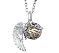 Morella Catenina Donna Angelo Custode in Acciaio Inox 70 cm con Ciondolo ad Ali di Angelo e Sfera Oro Ø 16 mm in Sacchetto di Velluto