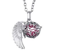 Morella Catenina Donna Angelo Custode in Acciaio Inox 70 cm con Ciondolo ad Ali di Angelo e Sfera Rosa Ø 16 mm in Sacchetto di Velluto