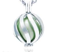 Morella Catenina Donna Angelo Custode in Acciaio Inox 70 cm con Ciondolo Spirale e Sfera Verde Chiara Ø 16 mm in Sacchetto di Velluto