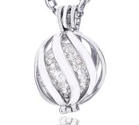 Morella Catenina Donna Angelo Custode in Acciaio Inox 70 cm con Ciondolo Spirale e Sfera zirconi Bianchi Ø 16 mm in Sacchetto di Velluto