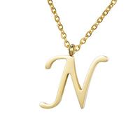 Morella Collana da Donna in Acciaio Inox Oro con Ciondolo Lettera N