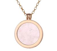 Morella Collana Donna 70 cm Acciaio Inossidabile Oro con Coins Moneta amuleto Ciondolo Chakra Rotondo 33 mm Gemma Pietra preziosa Quarzo Rosa in Sacchetto di Velluto