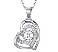Morella Collana Donna a Forma di Cuore Lettera E con zirconi Bianchi 46 cm Argento 925 rodiato
