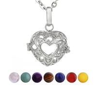 Morella Collana Donna Acciaio Inossidabile 70 cm con Ciondolo Cuore e 7 Sfere con Pietre preziose Gemme minerali in Un Sacchetto di Velluto