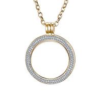 Morella Collana Donna in Acciaio Inossidabile da 70 cm con Moneta Gioielli Zircone Ciondolo a Moneta da 33 mm Oro