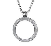 Morella Collana Donna in Acciaio Inossidabile da 70 cm con Moneta Gioielli Zircone Ciondolo a Moneta da 33 mm Argento