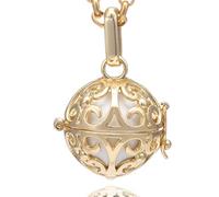 Morella Collana Donna in Acciaio Inox Oro 70 cm con Ciondolo Oro e Sfera Bianca Ø 16 mm in Sacchetto di Velluto