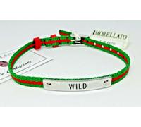 MORELLATO BRACCIALE UOMO TESSUTO VERDE E ROSSO,TARGHETTA WILD ACCIAIO LUCIDO,NEW