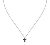 COLLANA PENDENTE CROCE E ZIRCONI NERI UOMO MORELLATO