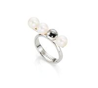 Morellato Lunae Collection SADX13016 - Anello da Donna in Acciaio Inox con Perle e Cristalli, Acciaio Inossidabile, Cristallo