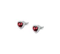 ORECCHINI A LOBO CUORE ZIRCONE ROSSO MORELLATO