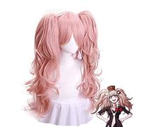 Morematch Enoshima Junko Cosplay Parrucca Rosa Lunga Ondulata e Clip di Equiseto Parrucca Cosplay Resistente Al Calore Copricapo