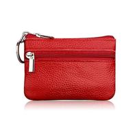 MORENTSU Moda Donne Del Cuoio Del Raccoglitore Frizione Uno/Due Zip Femminile Breve Piccola Borsa Della Moneta Design Morbido Mini, 1 Zip-rosso, Taglia unica