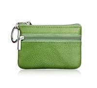 MORENTSU Moda Donne Del Cuoio Del Raccoglitore Frizione Uno/Due Zip Femminile Breve Piccola Borsa Della Moneta Design Morbido Mini, 1 Zip-verde, Taglia unica