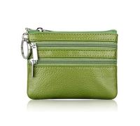 MORENTSU Moda Donne Del Cuoio Del Raccoglitore Frizione Uno/Due Zip Femminile Breve Piccola Borsa Della Moneta Design Morbido Mini, 2 Zip-verde, Taglia unica