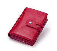 MORENTSU Portafogli per le Donne Del Cuoio Genuino Breve Bifold Moda Borse Titolari di Carta Della Moneta Borse Femminili Borse, Rosso, 1 pezzo