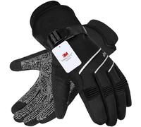 MOREOK Guanti invernali impermeabili e antivento da 34,4 °C, per uomo/donna, 3M, Thinsulate, guanti termici touch screen, caldi per sci, ciclismo, moto, corsa, nero-S
