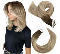 Moresoo 14Pollice/35cm Tape In Ombra del Nastro Nelle Estensiones dei Capelli Brown #3 Mixed Light Brown #8 and Blonde #22 Remy Dritto Real PU Weft Umani Estensioni 20pcs/50g