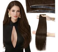 Moresoo Extension Capelli Umani Trama a Farfalla Castano #4 50g 50cm | Senza Nodi, Look Naturale, Stile Dinamico, Comfort Giornaliero, Resistenza Termica