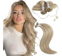 Moresoo Extension Capelli Veri Cheratina Biondo Dorato con Biondo Medio Extension Cheratina Capelli Veri Invisibili #P16/22 40 cm 50g 50 Ciocche
