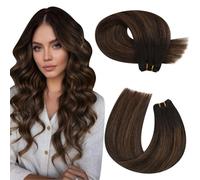 Moresoo Extension Capelli Veri Tessitura Balayage Castano Scuro a Marrone Medio con Castano Scuro Remy Donna Matassa Capelli Veri Tessitura #2/6/2 45 cm/18 Pollice 100g