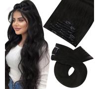 Moresoo Extension con clip per capelli, capelli umani neri naturali, extension con clip, extension con clip a doppia trama, extension con clip, n