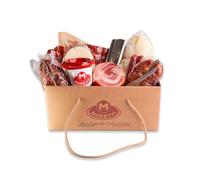 Moretti® Cesto Natalizio Artigianale con Salumi e Formaggi - Diverse Combinazioni - Perfetto per Regali di Natale 2024, Picnic Estivi e Aperitivi - Include Omaggi (Cestino di Calabria)