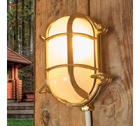 Moretti Luce Applique ovale da esterno in ottone Bengt, vetro opalino Moretti Luce