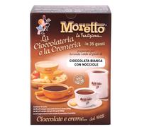 MORETTO preparato in polvere per cioccolata calda in tazza - gusto CIOCCOLATA BIANCA CON NOCCIOLE - 1 scatola con 12 bustine