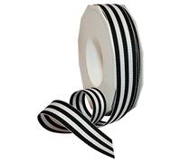 Morex Ribbon Nastro grosgrain in poliestere a righe, decorazioni per feste, confezioni regalo, motivi divertenti, 2,2 cm x 20 m, nero