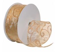 Morex Ribbon Swirl Wired Sheer Glitter Ribbon, 2 - 1/5,1 cm da 45,7 m, Colore: Oro/Bronzo