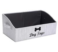 Morezi Scatola per giochi per animali, realizzata in materiale misto lino e cotone, adatta per riporre giocattoli per cani e gatti, vestiti per cani e altri articoli per animali domestici-Grigio