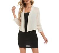 MorFansi Coprispalle Donna Bolero Elegante Cardigan Chiffon Manica a 3/4 Giacca Spalla Boleros Top Corto Festivo (Albicocca,M)
