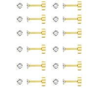 Morfetto 12 Pairs 14 K posteriore piana orecchini 20G cartilagine orecchino della vite prigioniera Piccolo 2MM posteriore piana Orecchini Ora
