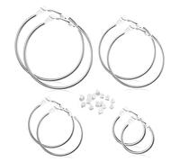 Morfetto 14 K Clip su orecchini a cerchio Non piercing Clip su orecchini per le donne 30MM 40MM 50MM 60MM Argento