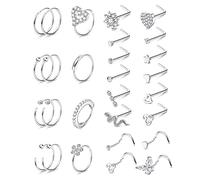 Morfetto 20G Naso Anelli Borchie chirurgico in acciaio inox Naso anelli Cerchi L Forma di vite Narice Naso Piercing Gioielli Cuore Luna Serpente farfalla Naso Piercing per donne degli Uomini Argento