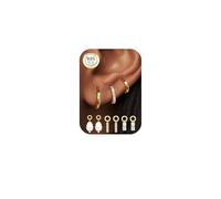 Morfetto 3 Paia Orecchini a Cerchio Donna in Oro 14K Placcato con Perni in Argento 925 | Set con 3 Coppie di Ciondoli Intercambiabili e piccoli Huggies a Cerchio | Per piercing helix/trago Perla